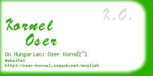 kornel oser business card